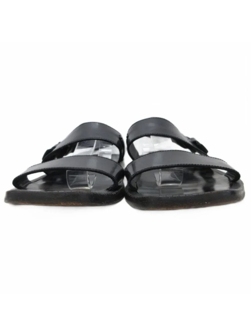 Prada Sandals Double Strap Leather 9 Black